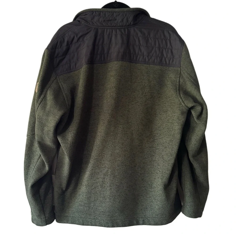 Free Country Olive Green and Black Zip Up Jacket Pockets Size Large Men’s